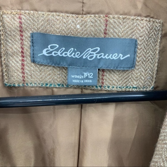 Eddie Bauer wool blend herringbone check double button lined blazer jack… - Picture 6 of 16